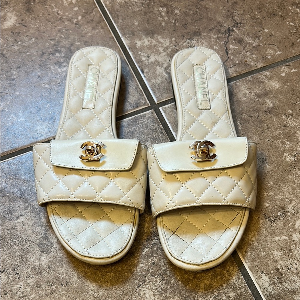 Chanel Quilted Turn-Lock Women's Slides
